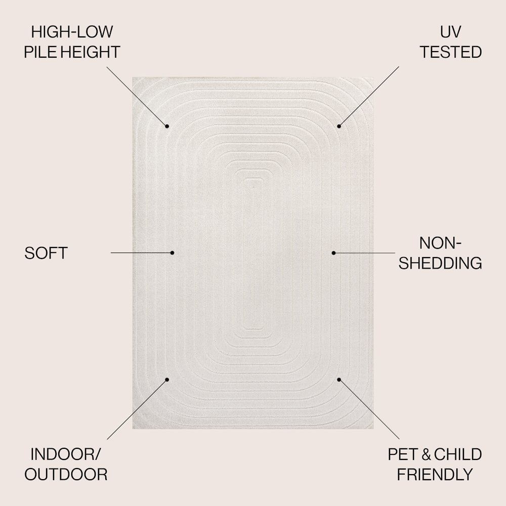 Freya High-Low Modern Scandinavian Arch Stripe Monotone Indoor/Outdoor Area Rug. Picture 6