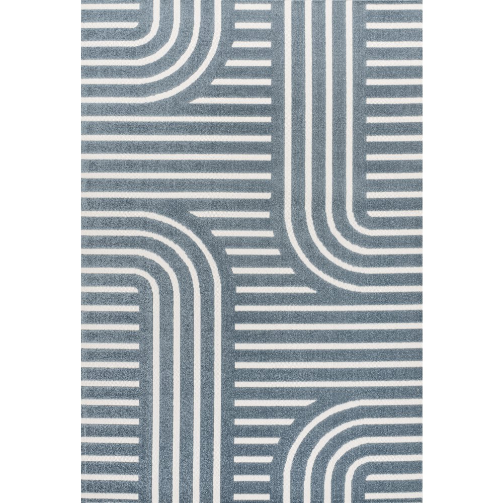 Anders High-Low MidCentury Modern Arch Stripe Two-Tone Indoor/Outdoor Area Rug. Picture 1