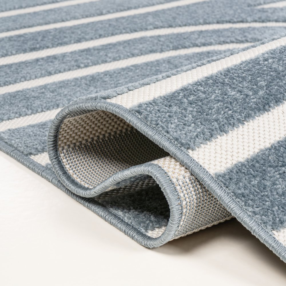 Anders High-Low MidCentury Modern Arch Stripe Two-Tone Indoor/Outdoor Runner Rug. Picture 2