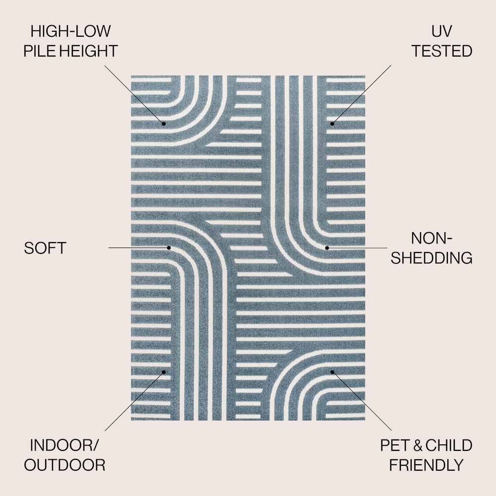 Anders High-Low MidCentury Modern Arch Stripe Two-Tone Indoor/Outdoor Area Rug. Picture 6