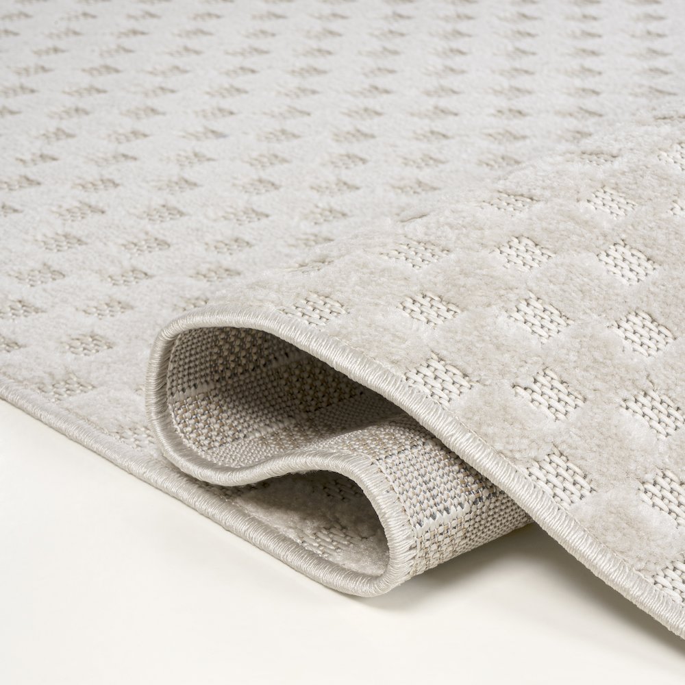 Finn High-Low Modern Minimalist Checkered Monotone Indoor/Outdoor Runner Rug. Picture 2