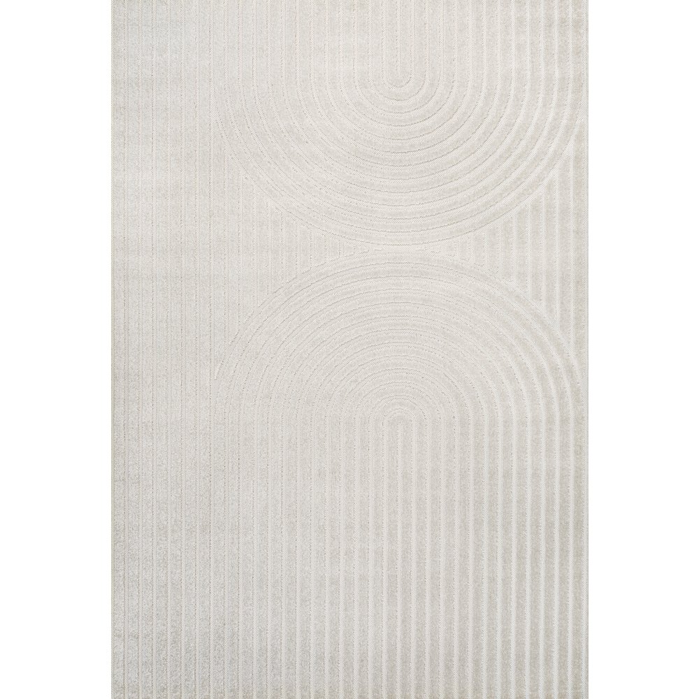 Sofia High-Low MidCentury Modern Arch Stripe Two-Tone Indoor/Outdoor Area Rug. Picture 1