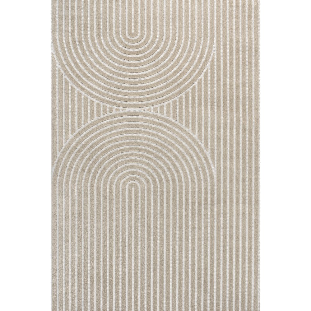 Sofia High-Low MidCentury Modern Arch Stripe Two-Tone Indoor/Outdoor Area Rug. Picture 1