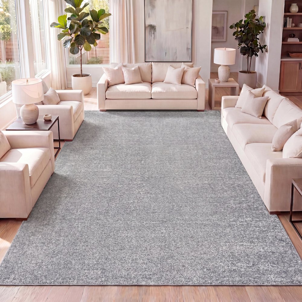 Haze Solid Low Pile Area Rug Gray. Picture 27