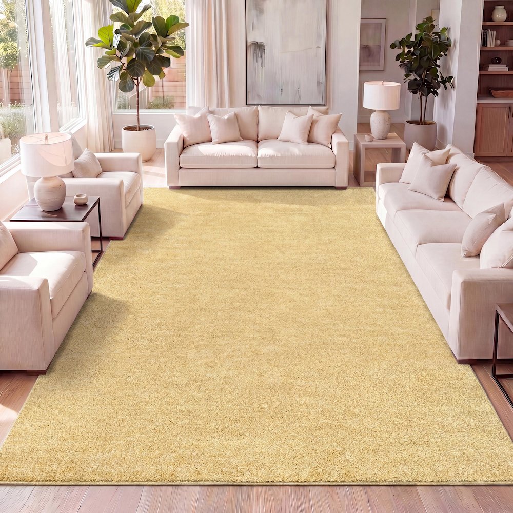 Haze Solid Low Pile Area Rug Mustard. Picture 27