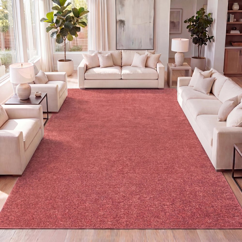 Haze Solid Low Pile Area Rug Red. Picture 27