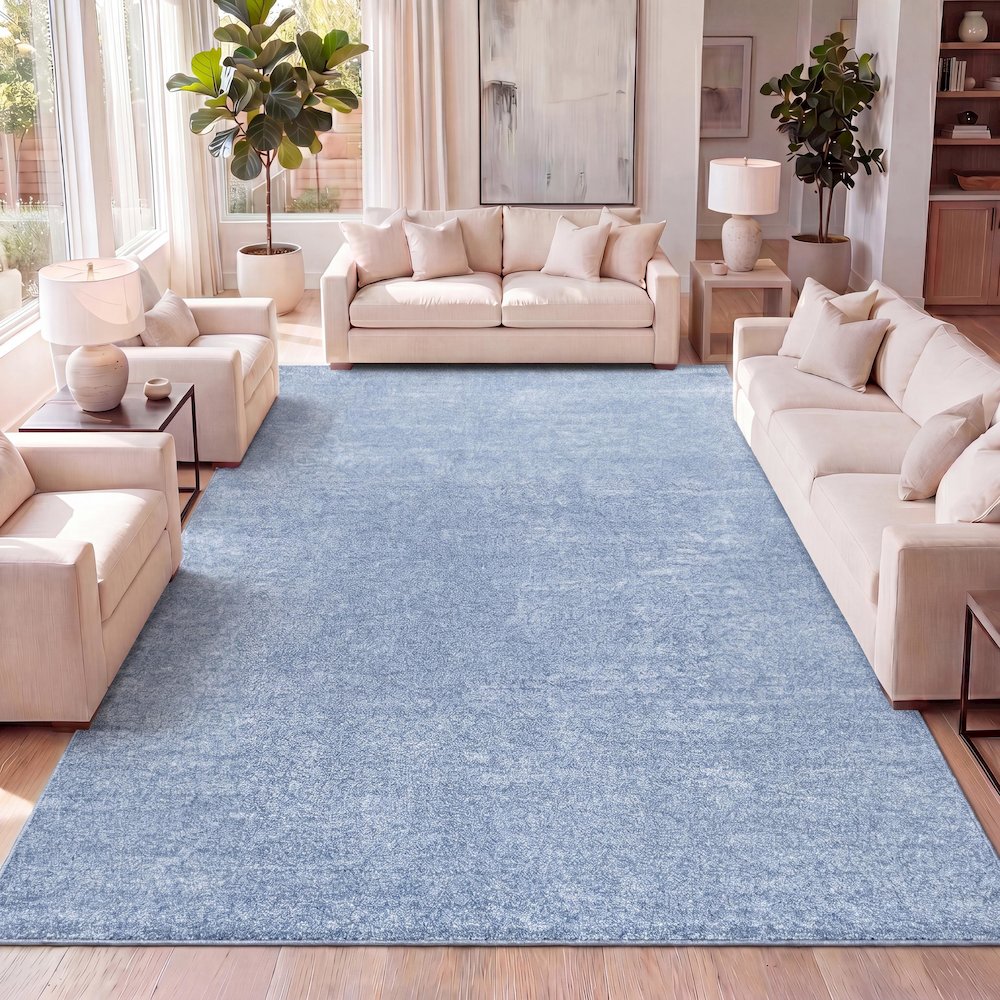 Haze Solid Low Pile Area Rug Classic Blue. Picture 27