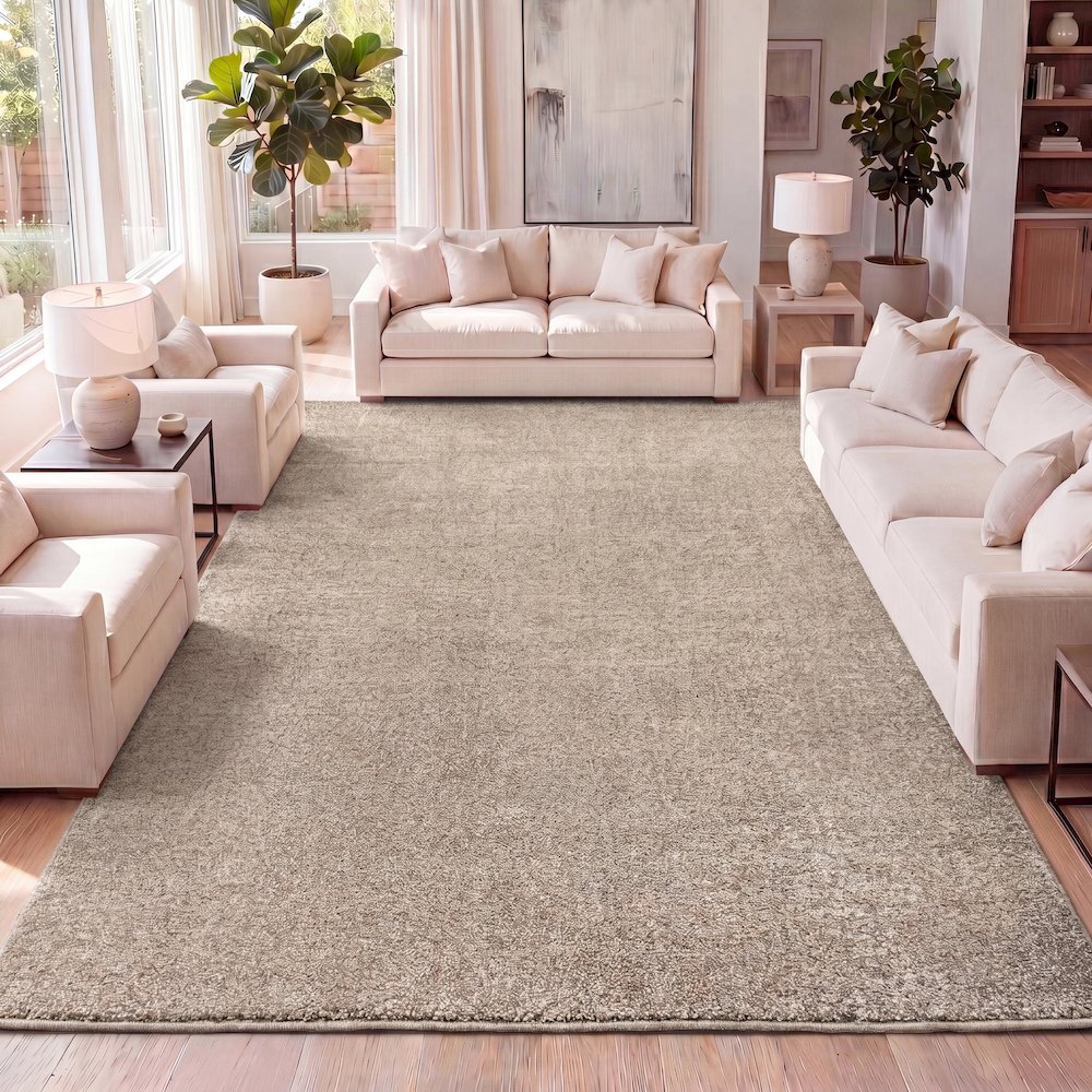 Haze Solid Low Pile Area Rug Beige. Picture 28