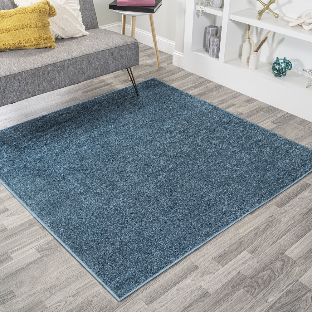 Haze Solid Low Pile Area Rug Turquoise. Picture 2