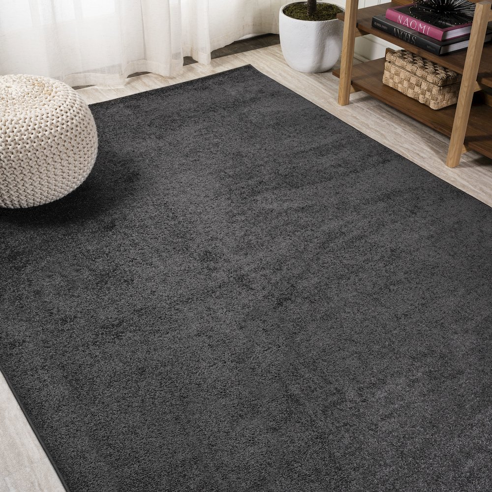 Haze Solid Low Pile Area Rug Black. Picture 4