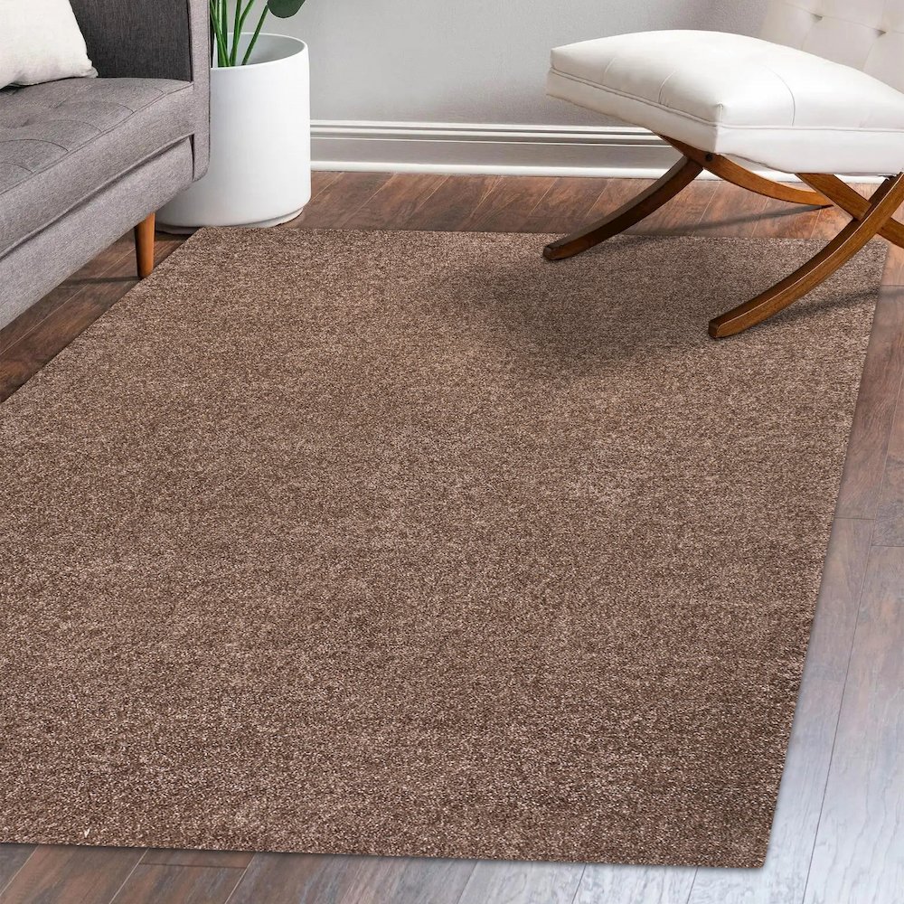 Haze Solid Low Pile Area Rug Brown. Picture 12