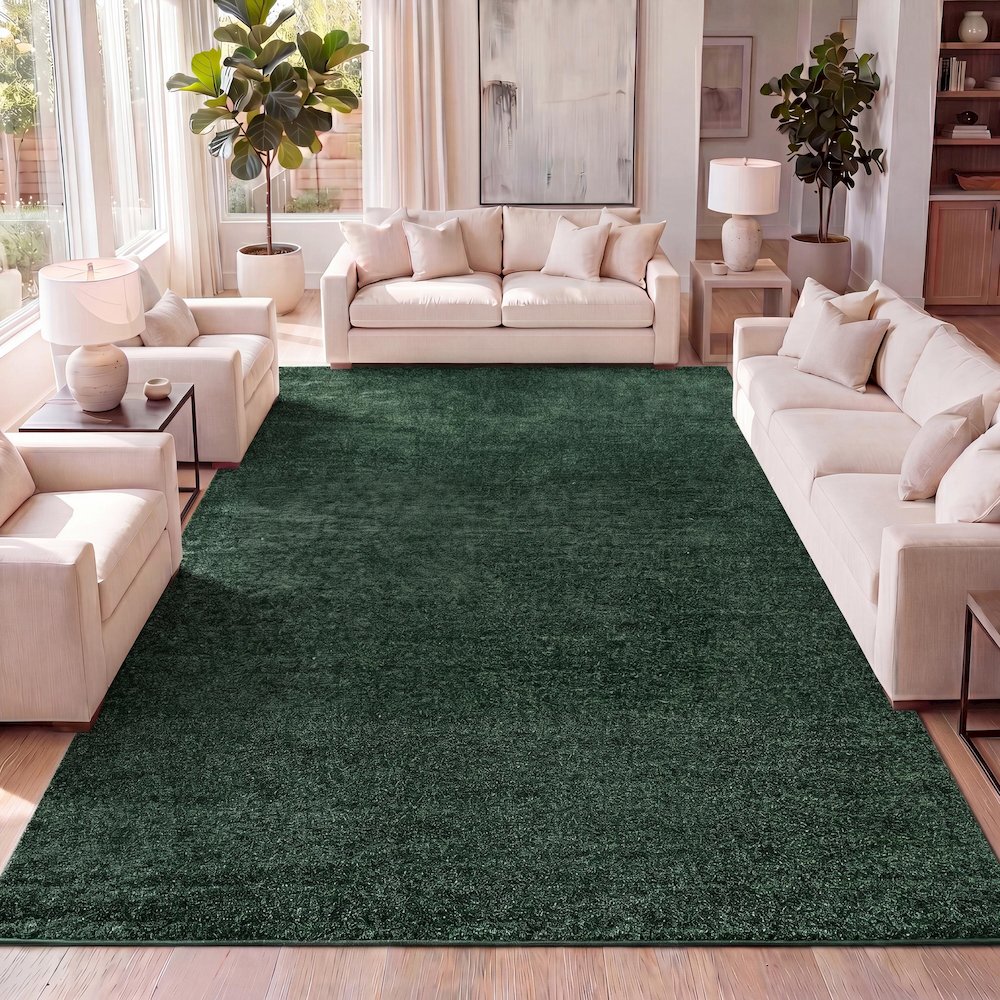 Haze Solid Low Pile Area Rug Emerald. Picture 25