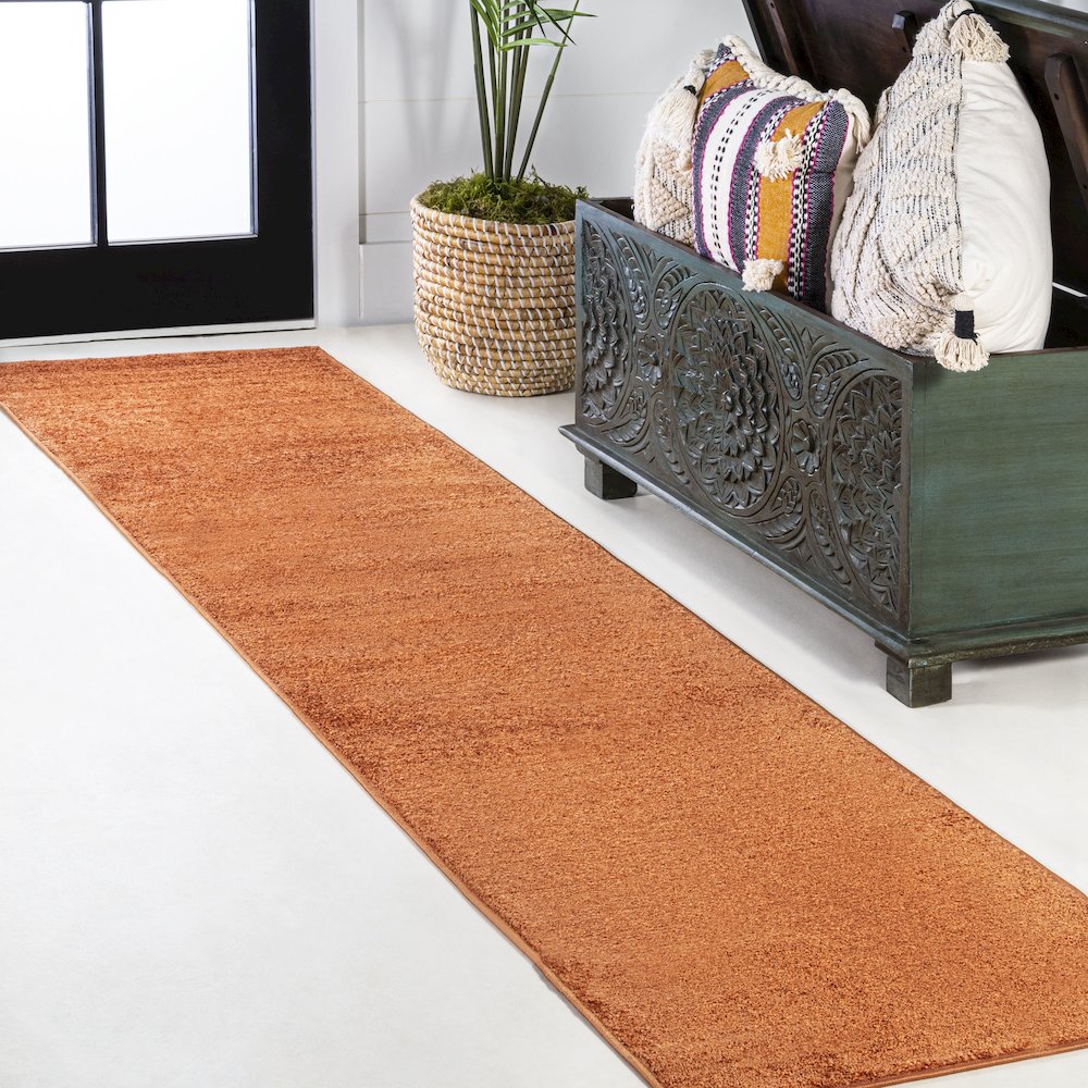 Haze Solid Low Pile Area Rug Orange. Picture 2