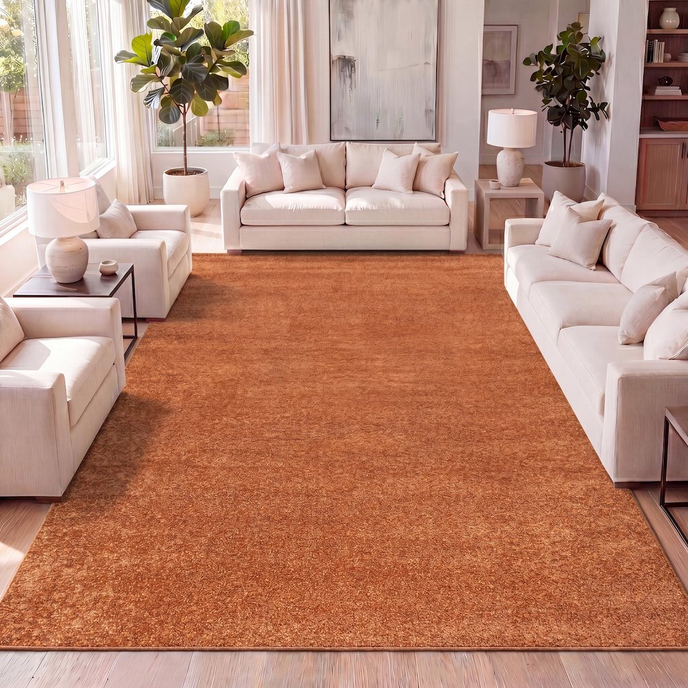 Haze Solid Low Pile Area Rug Orange. Picture 27