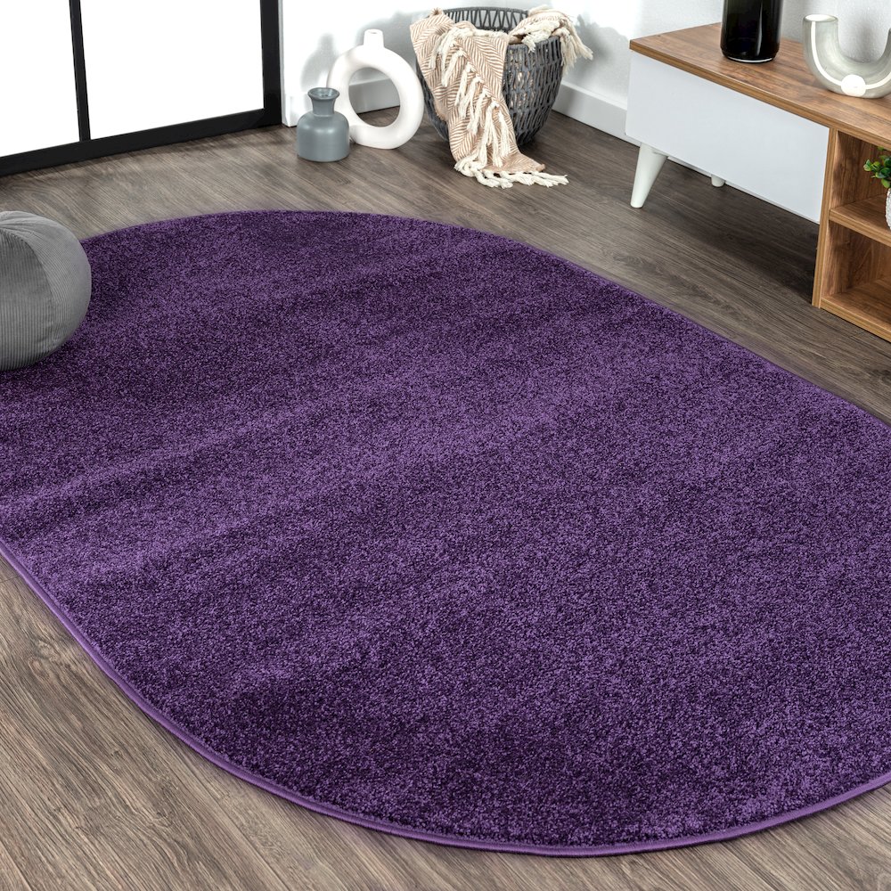 Haze Solid Low Pile Area Rug Purple. Picture 2