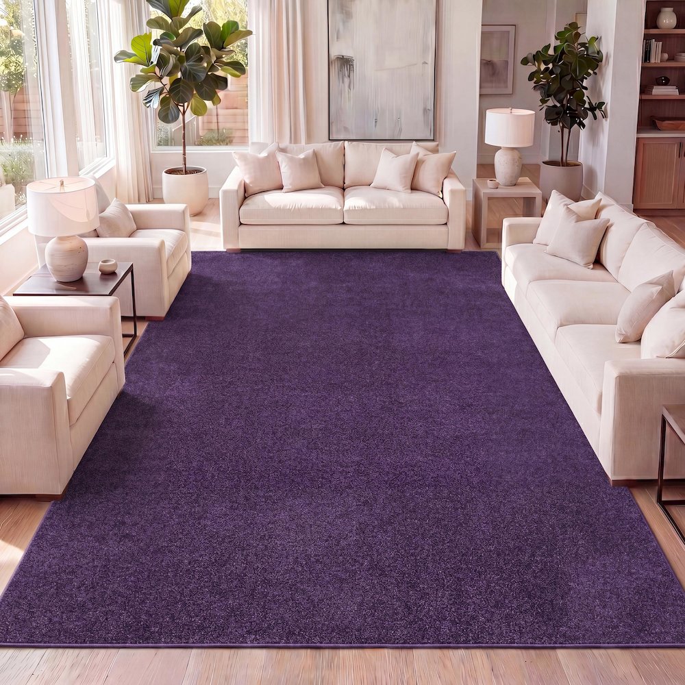Haze Solid Low Pile Area Rug Purple. Picture 23
