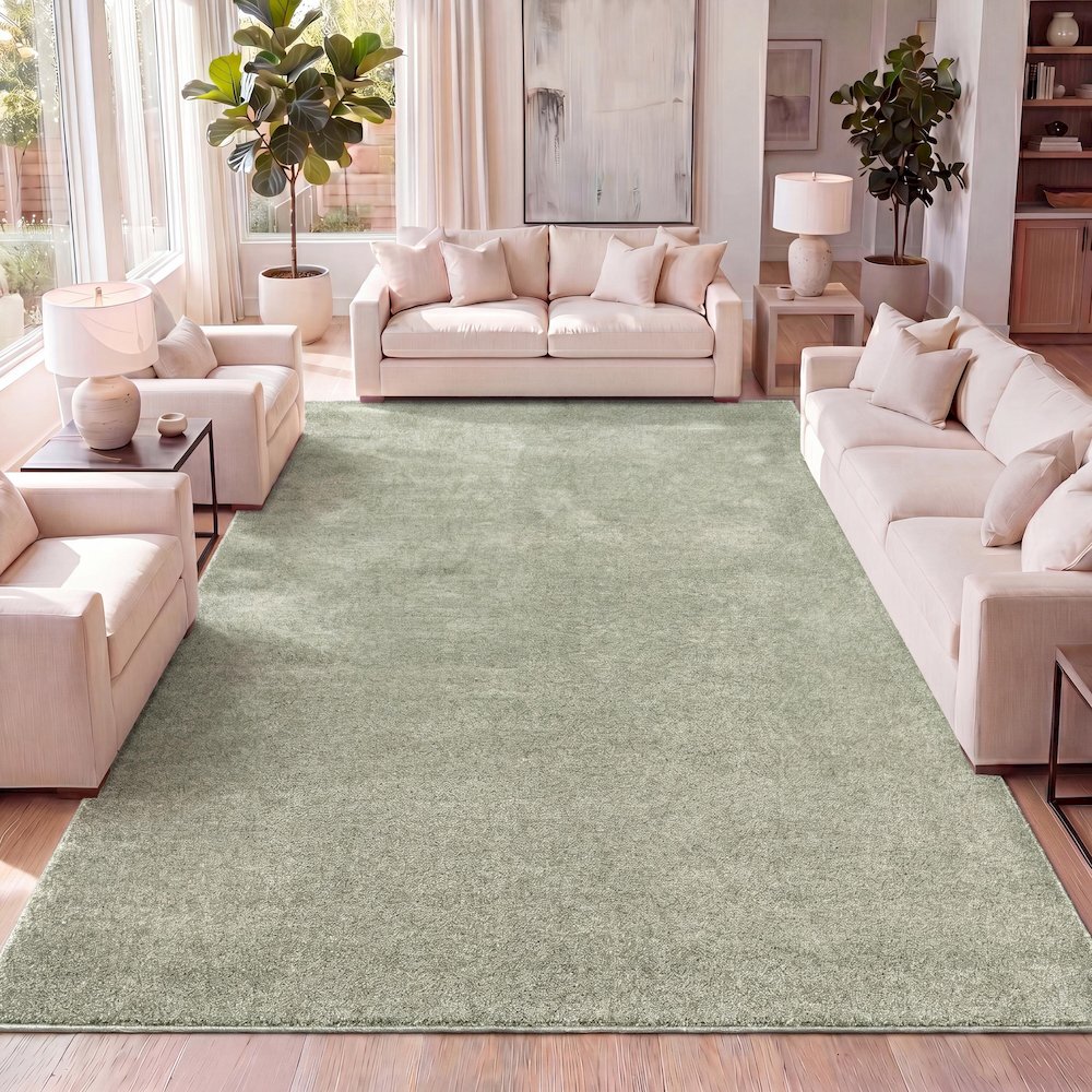 Haze Solid Low Pile Area Rug Green. Picture 23