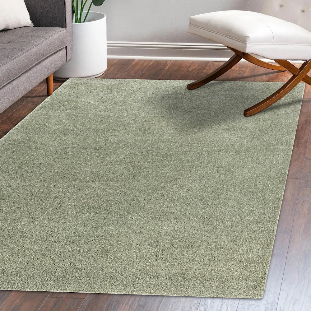 Haze Solid Low Pile Area Rug Green. Picture 10
