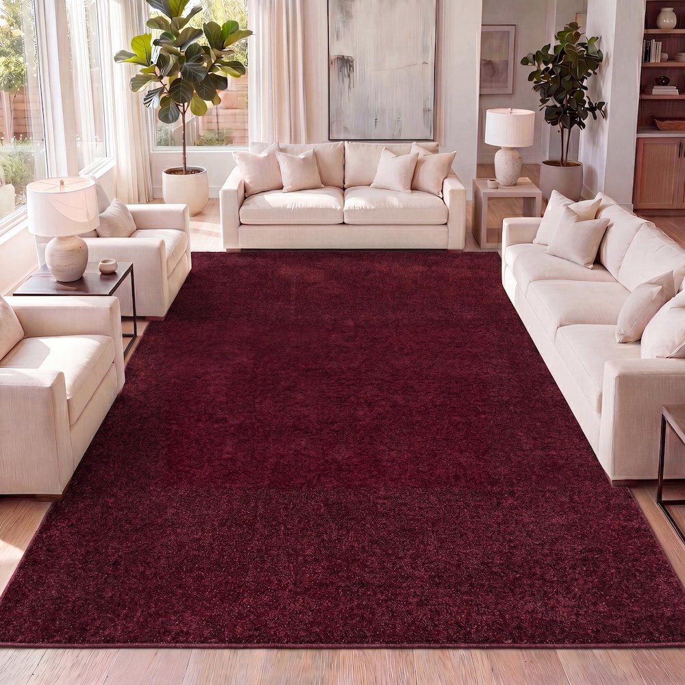 Haze Solid Low Pile Area Rug Dark Red. Picture 23