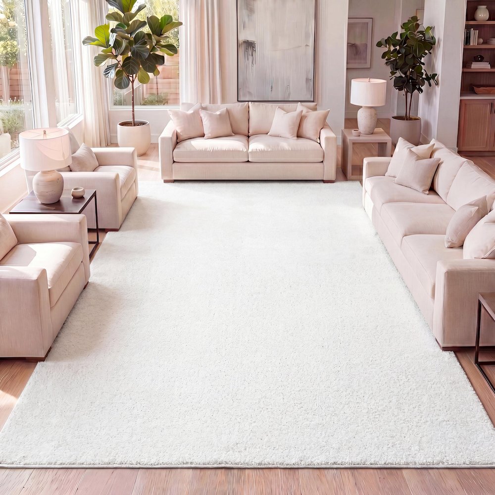 Haze Solid Low Pile Area Rug Cream. Picture 23