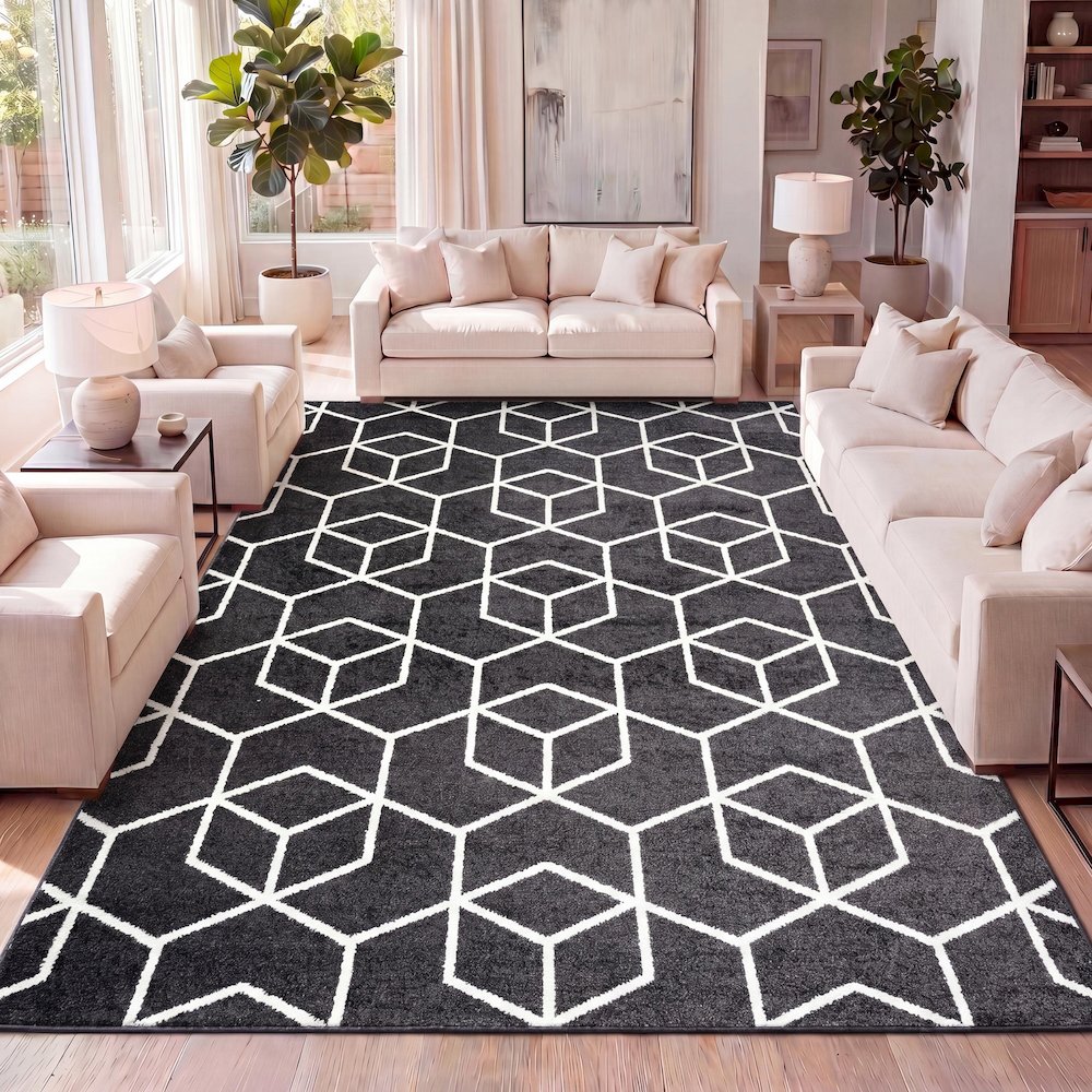 Tumbling Blocks Modern Geometric Area Rug. Picture 28