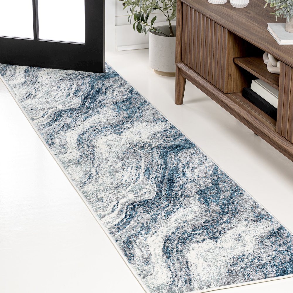 Kassia Contemporary Glam Abstract Marble Area Rug. Picture 5