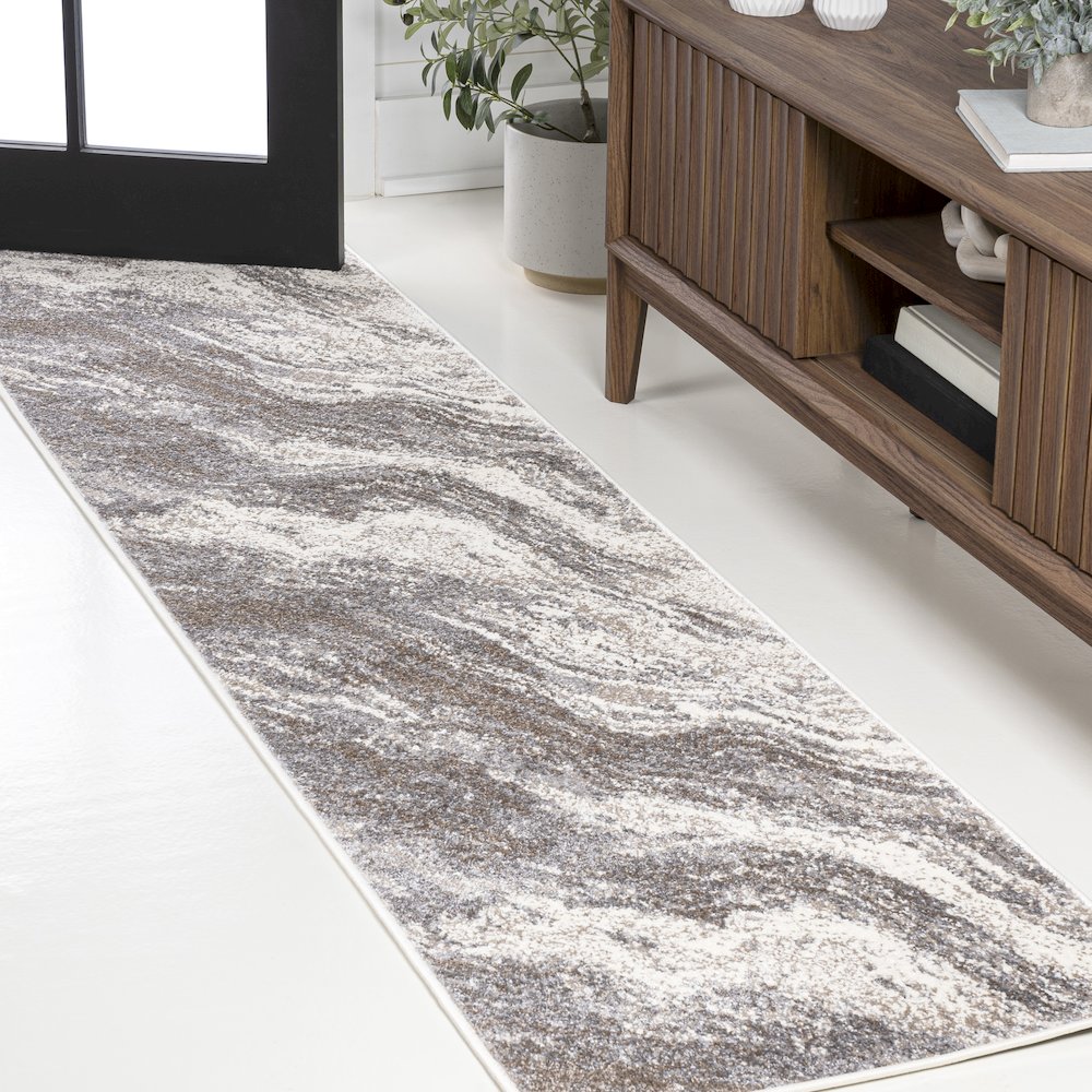 Kassia Contemporary Glam Abstract Marble Area Rug. Picture 5