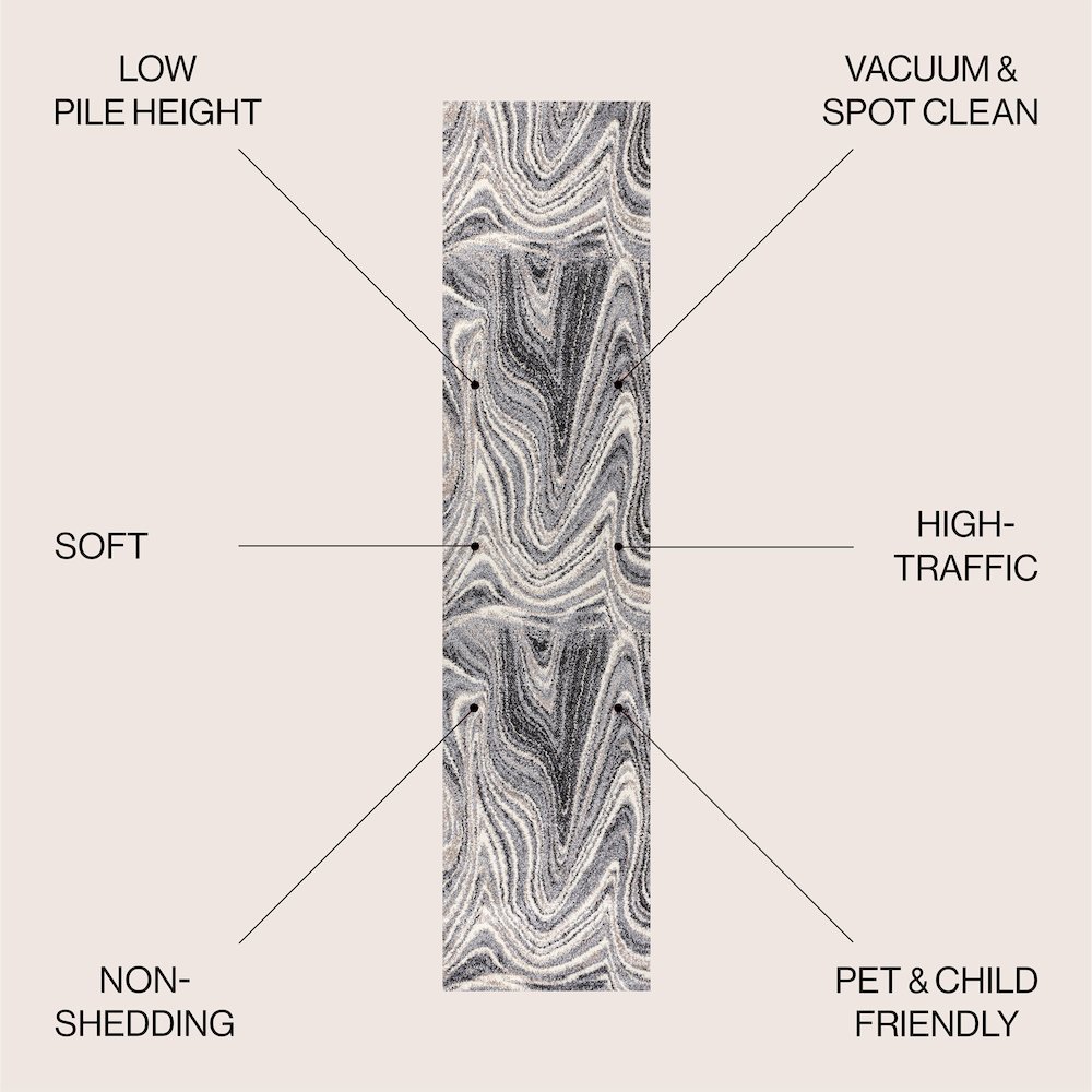 Eleni Contemporary Glam Abstract Marble Area Rug. Picture 2