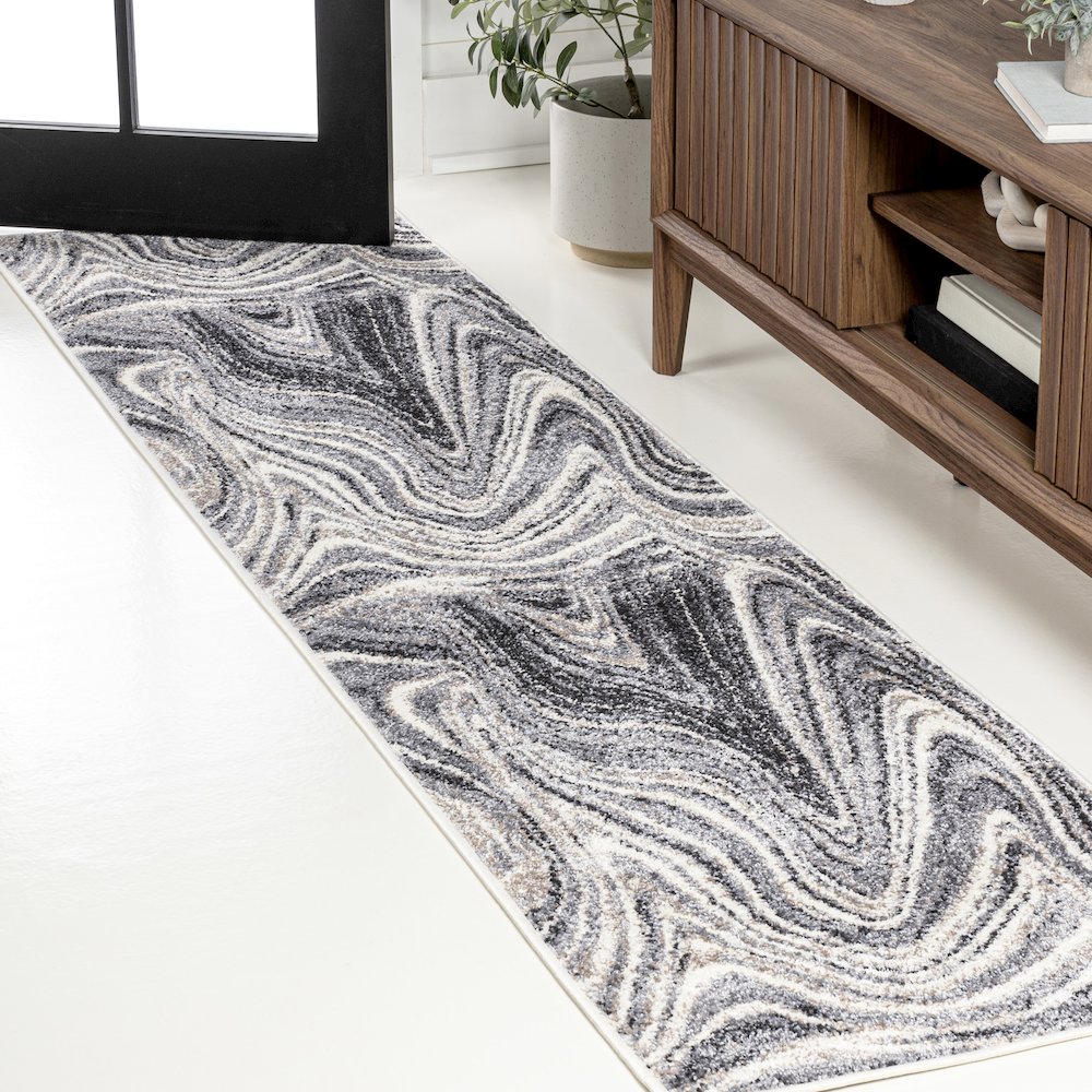 Eleni Contemporary Glam Abstract Marble Area Rug. Picture 5