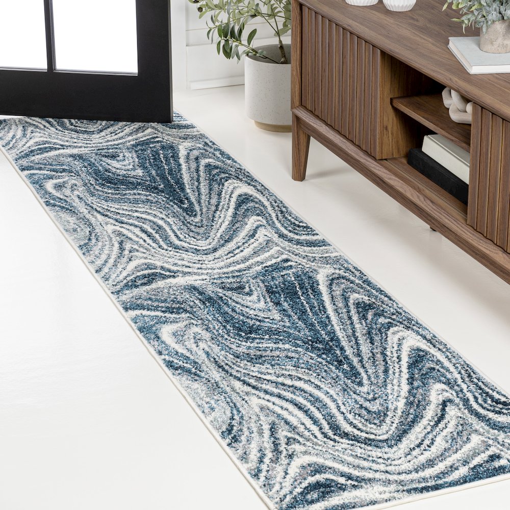 Eleni Contemporary Glam Abstract Marble Area Rug. Picture 5