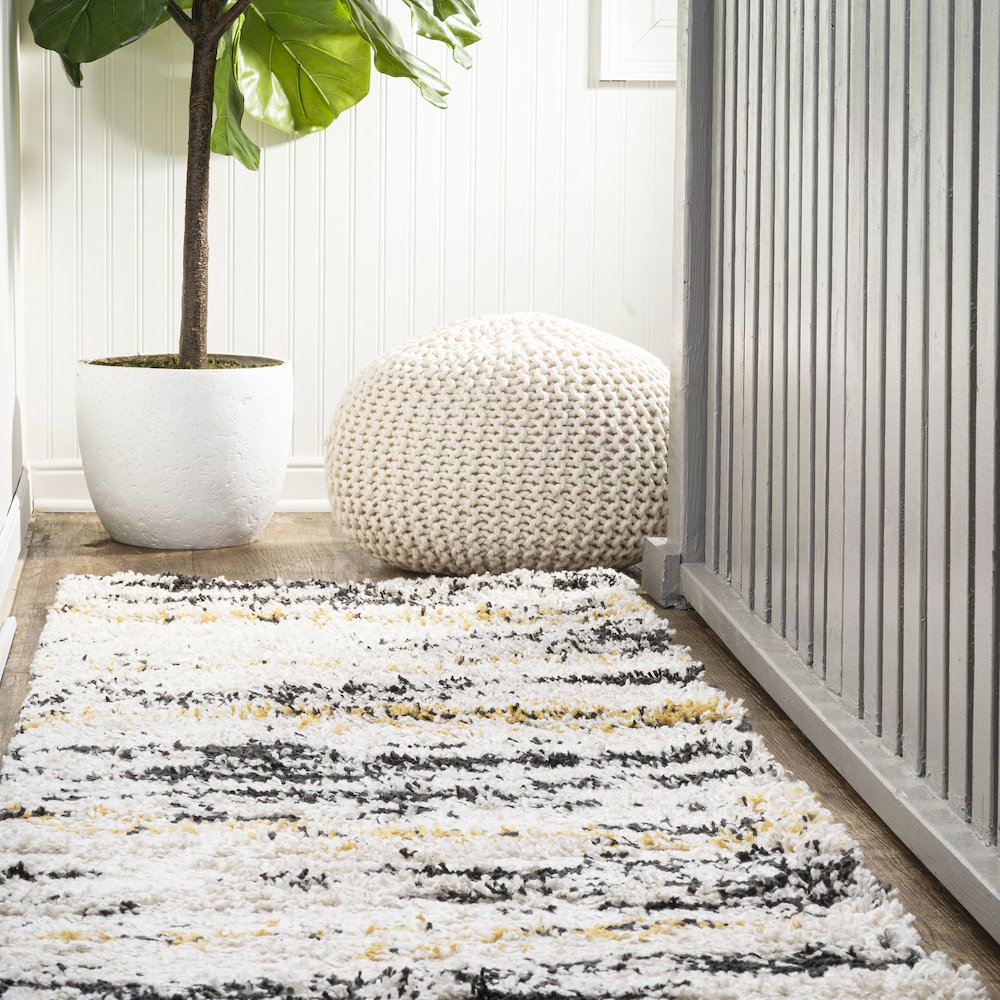 Nova Modern Bold Strie Shag Area Rug. Picture 2