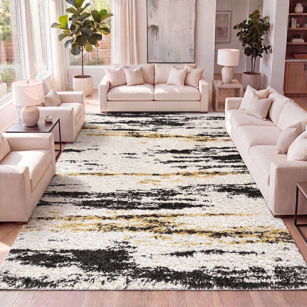 Nova Modern Bold Strie Shag Area Rug. Picture 13