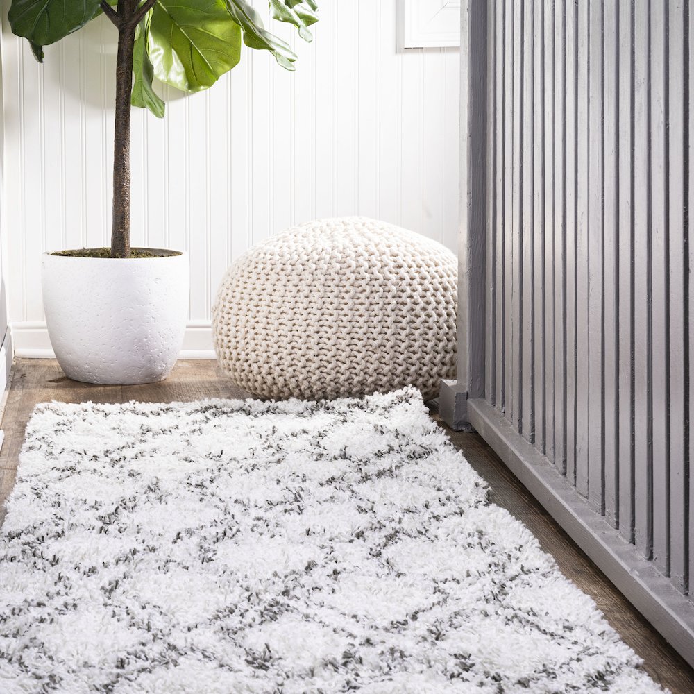 Soller Diamond Trellis Shag Area Rug. Picture 2