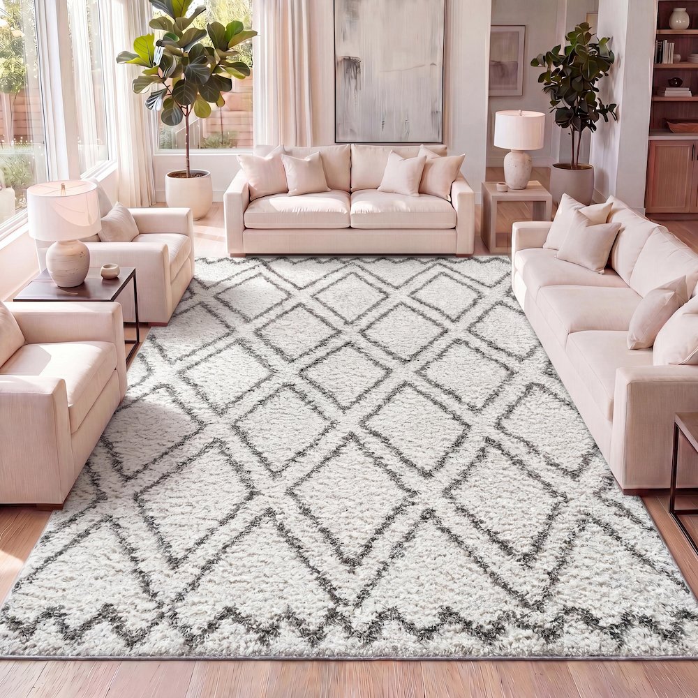 Soller Diamond Trellis Shag Area Rug. Picture 14