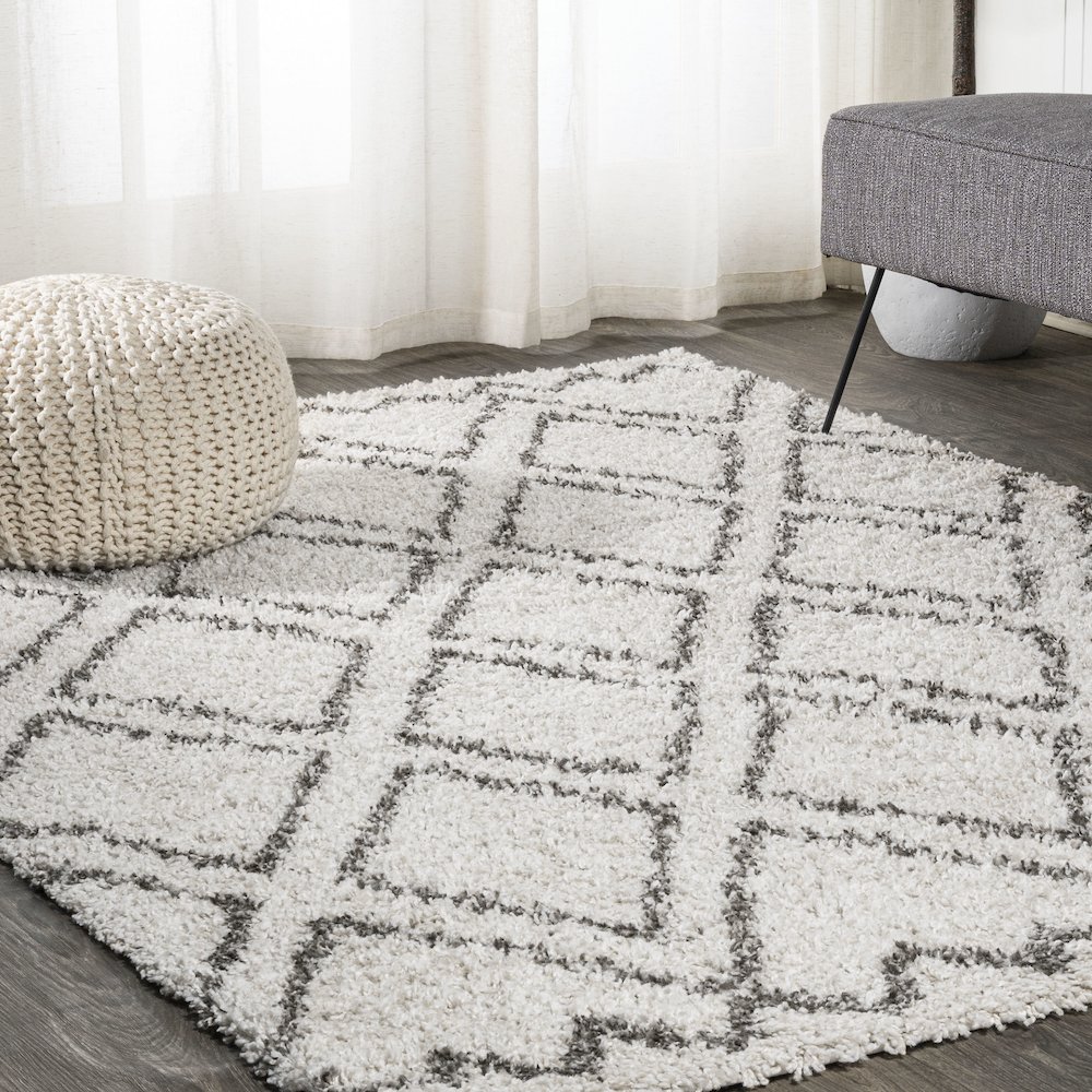 Soller Diamond Trellis Shag Area Rug. Picture 2