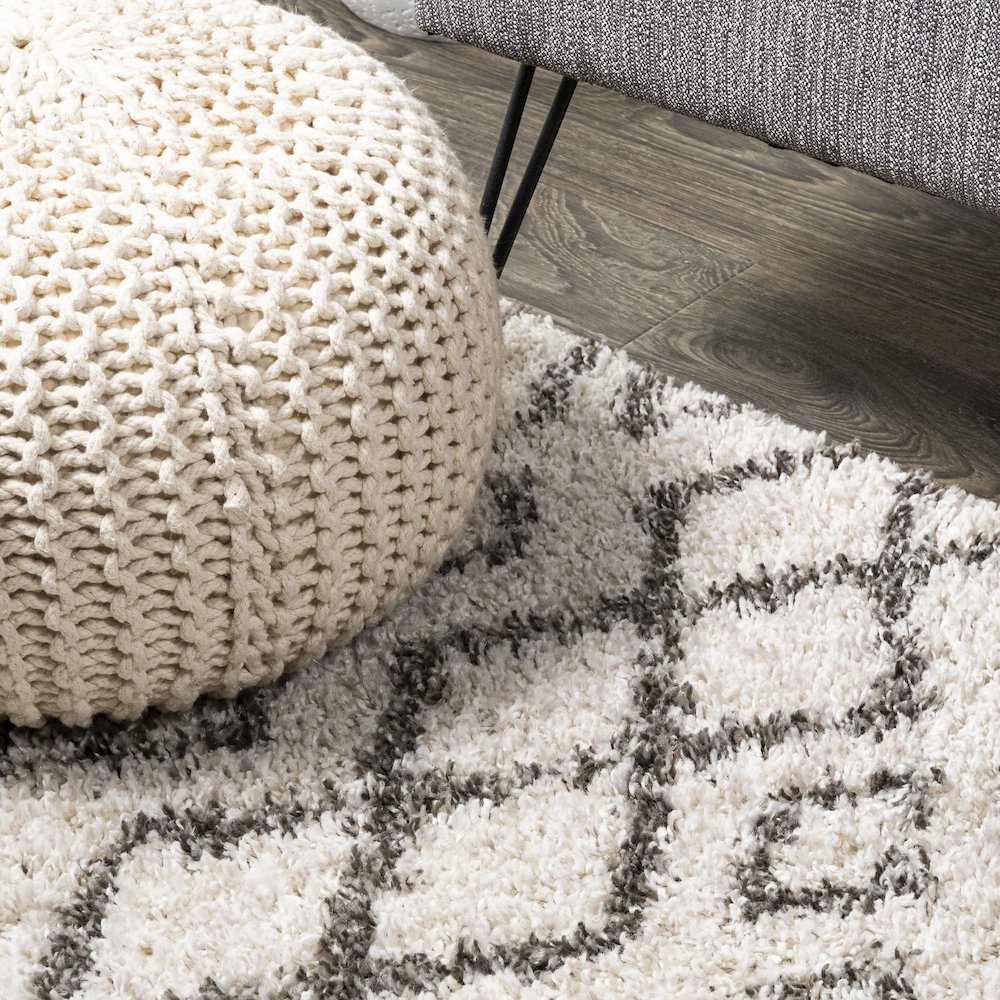 Algaida Moroccan Diamond Shag Area Rug. Picture 5