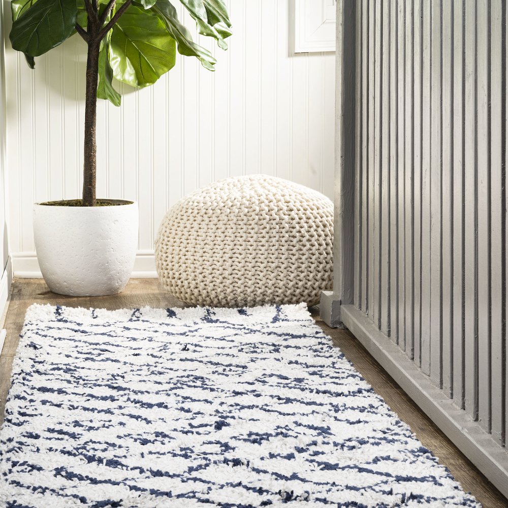 Algaida Moroccan Diamond Shag Area Rug. Picture 2