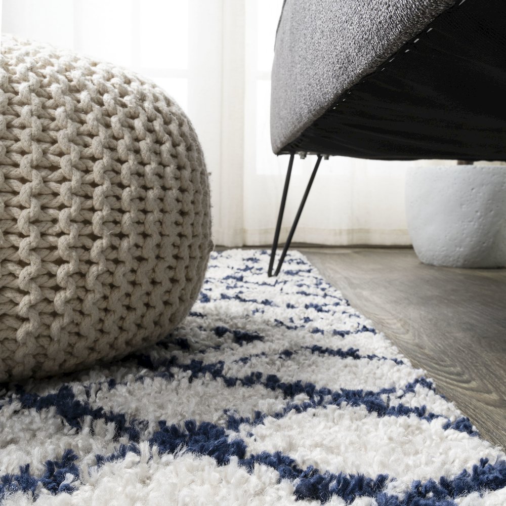 Algaida Moroccan Diamond Shag Area Rug. Picture 7