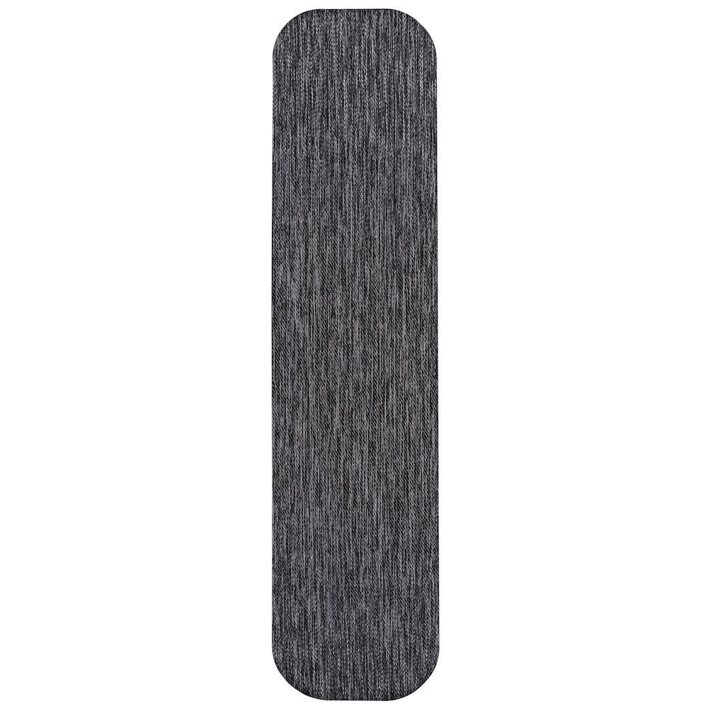 Radius Corner Solid Dark Gray 2 ft. x 8 ft. Indoor/Outdoor Shaped Runner Rug. Picture 1