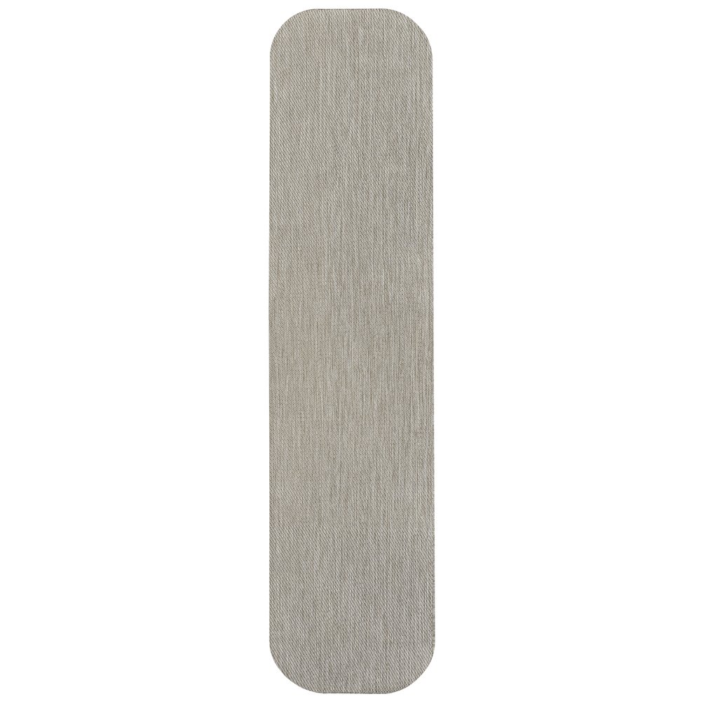 Radius Corner Solid Beige 2 ft. x 8 ft. Indoor/Outdoor Shaped Runner Rug. Picture 1