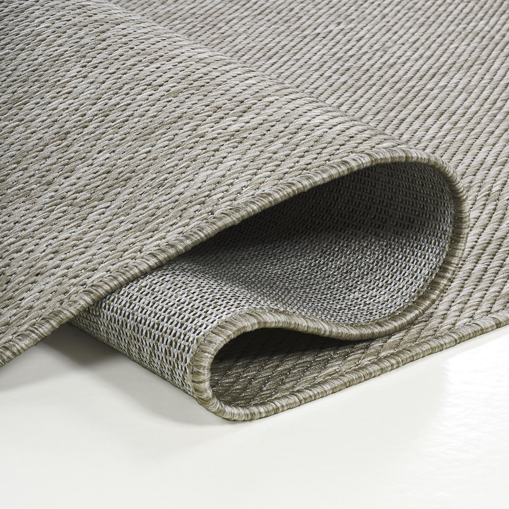 Radius Corner Solid Beige 2 ft. x 8 ft. Indoor/Outdoor Shaped Runner Rug. Picture 7