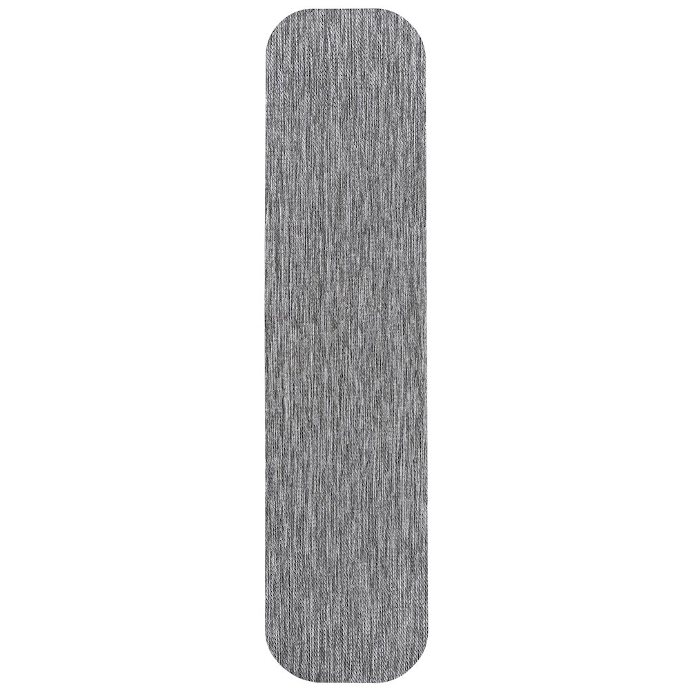 Radius Corner Solid Gray 2 ft. x 8 ft. Indoor/Outdoor Shaped Runner Rug. Picture 1