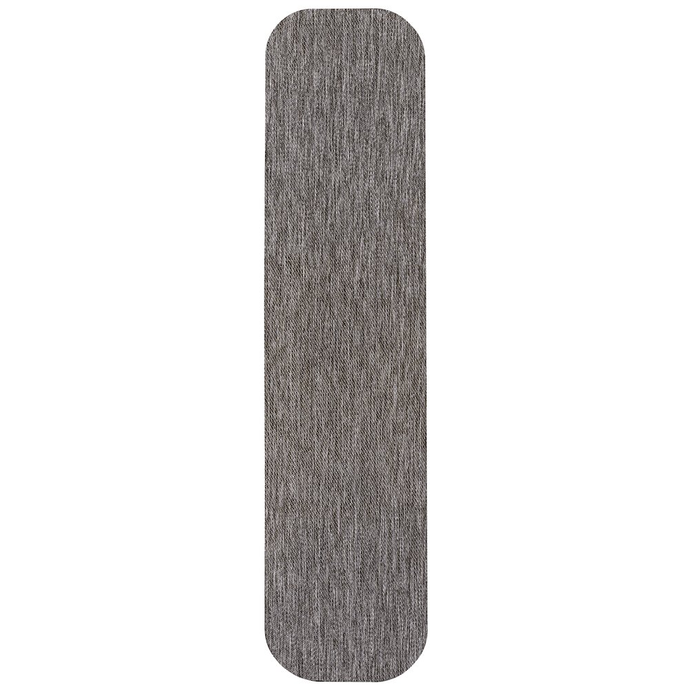 Radius Corner Solid Light Brown 2 ft. x 8 ft. Indoor/Outdoor Shaped Runner Rug. Picture 1