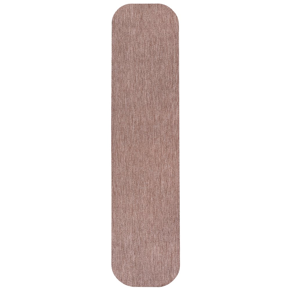 Radius Corner Solid Light Rose 2 ft. x 8 ft. Indoor/Outdoor Shaped Runner Rug. Picture 1
