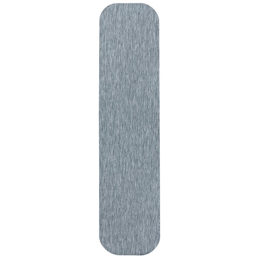 Radius Corner Solid Turquoise 2 ft. x 8 ft. Indoor/Outdoor Shaped Runner Rug. Picture 1