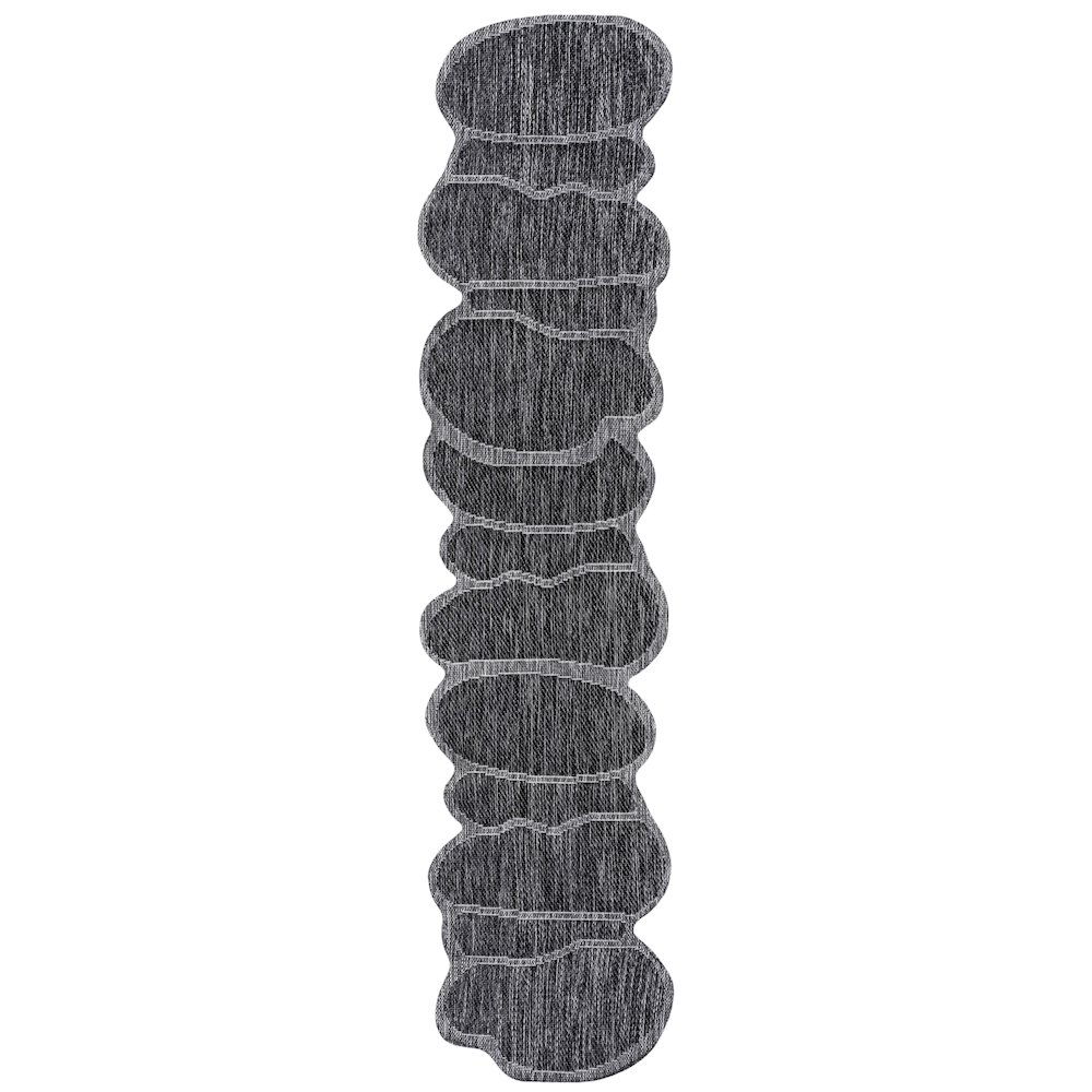 Dark Gray/Gray 2 ft. x 8 ft. Indoor/Outdoor Shaped Runner Rug. Picture 1