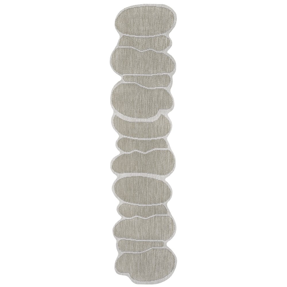 Beige/Cream 2 ft. x 8 ft. Indoor/Outdoor Shaped Runner Rug. Picture 1