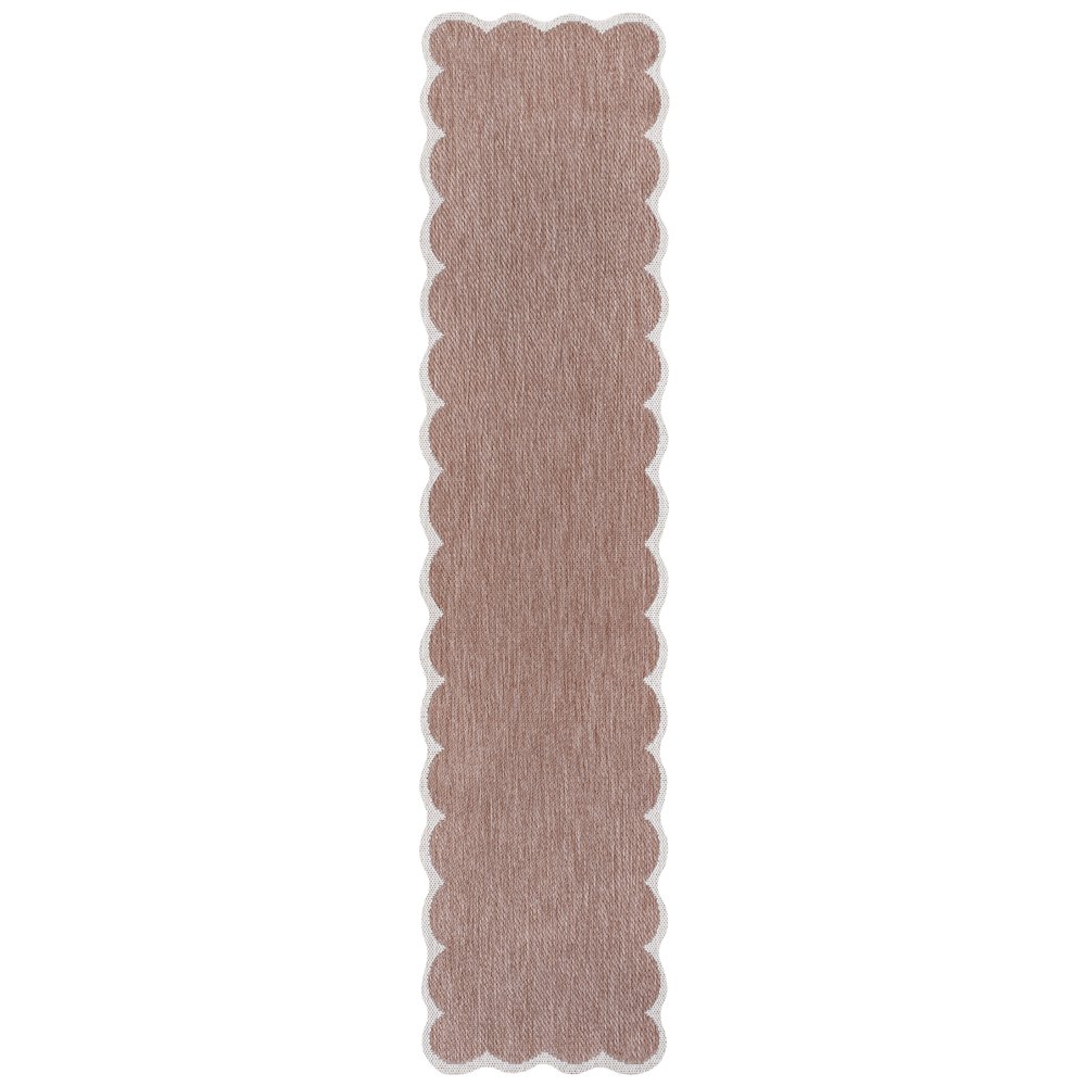 Light Rose/Cream 2 ft. x 8 ft. Indoor/Outdoor Shaped Runner Rug. Picture 1