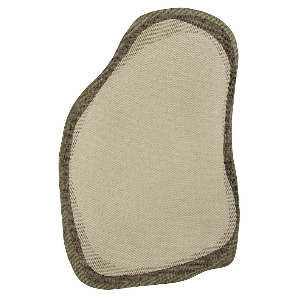 Beige/Brown 4 ft. x 6 ft. Indoor/Outdoor Shaped Area Rug. Picture 1