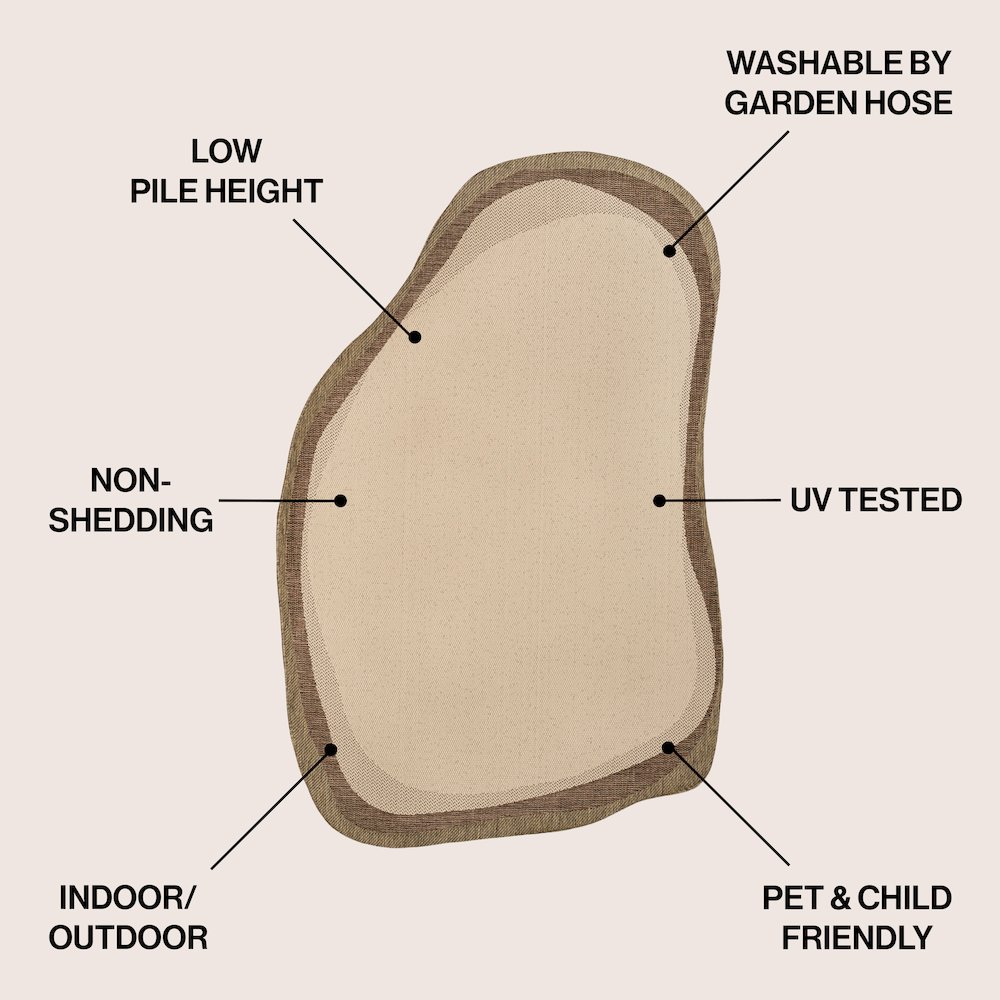 Beige/Brown 4 ft. x 6 ft. Indoor/Outdoor Shaped Area Rug. Picture 4